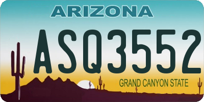 AZ license plate ASQ3552