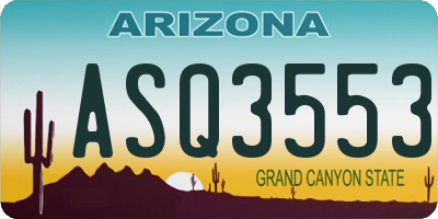 AZ license plate ASQ3553