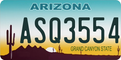 AZ license plate ASQ3554