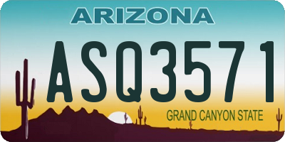 AZ license plate ASQ3571