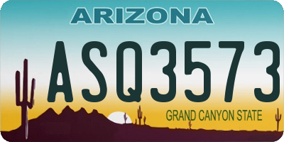 AZ license plate ASQ3573