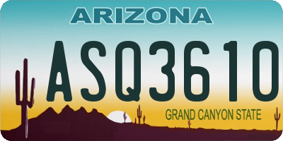 AZ license plate ASQ3610