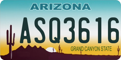 AZ license plate ASQ3616
