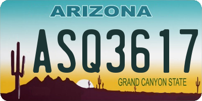 AZ license plate ASQ3617