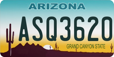 AZ license plate ASQ3620