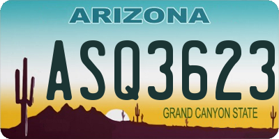 AZ license plate ASQ3623