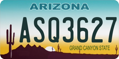 AZ license plate ASQ3627