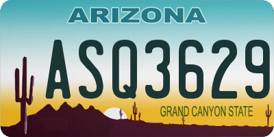 AZ license plate ASQ3629
