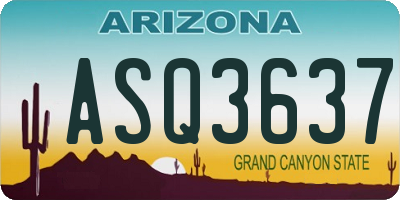 AZ license plate ASQ3637