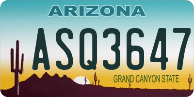 AZ license plate ASQ3647