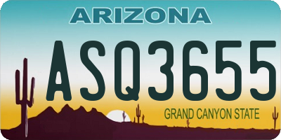 AZ license plate ASQ3655