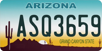 AZ license plate ASQ3659