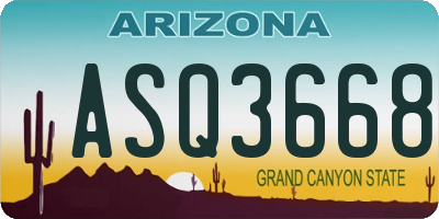 AZ license plate ASQ3668