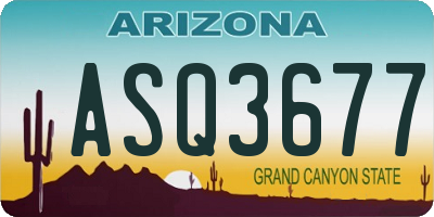 AZ license plate ASQ3677