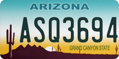 AZ license plate ASQ3694