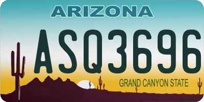 AZ license plate ASQ3696