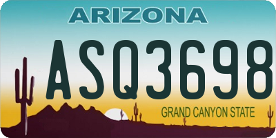 AZ license plate ASQ3698