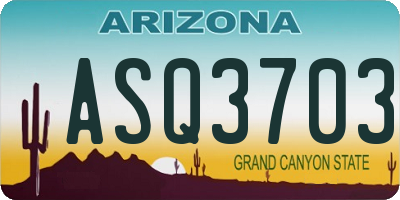 AZ license plate ASQ3703