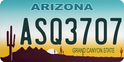 AZ license plate ASQ3707