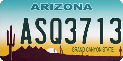 AZ license plate ASQ3713