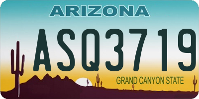 AZ license plate ASQ3719