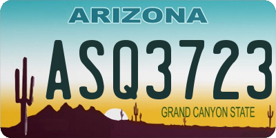 AZ license plate ASQ3723