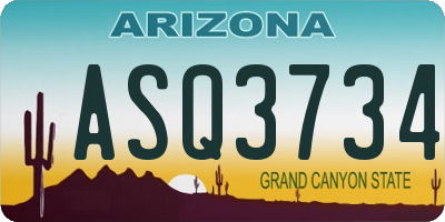 AZ license plate ASQ3734