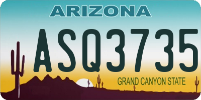 AZ license plate ASQ3735