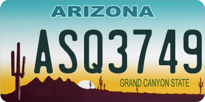 AZ license plate ASQ3749