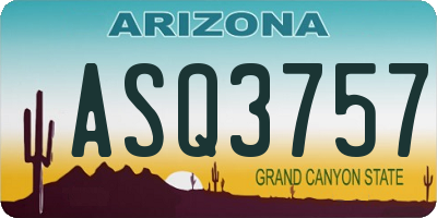 AZ license plate ASQ3757