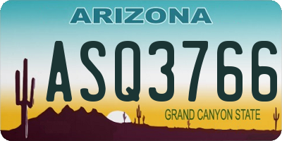 AZ license plate ASQ3766