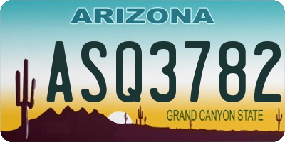 AZ license plate ASQ3782