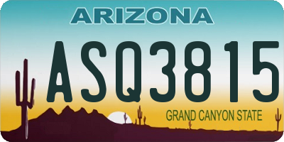 AZ license plate ASQ3815