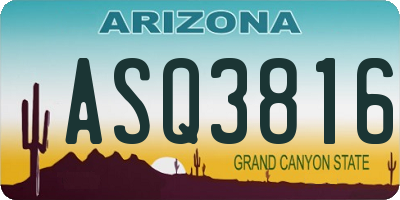AZ license plate ASQ3816