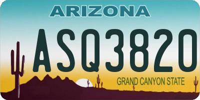 AZ license plate ASQ3820