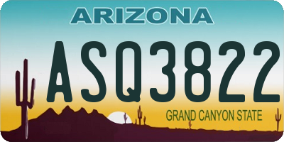 AZ license plate ASQ3822