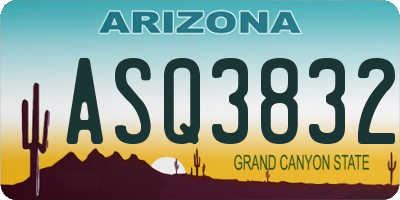 AZ license plate ASQ3832