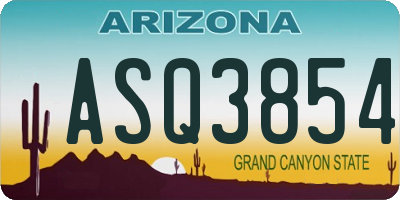 AZ license plate ASQ3854