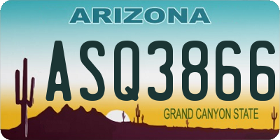 AZ license plate ASQ3866