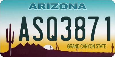 AZ license plate ASQ3871
