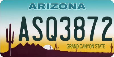 AZ license plate ASQ3872