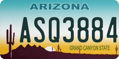 AZ license plate ASQ3884