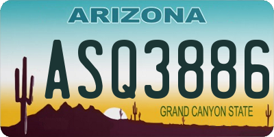 AZ license plate ASQ3886