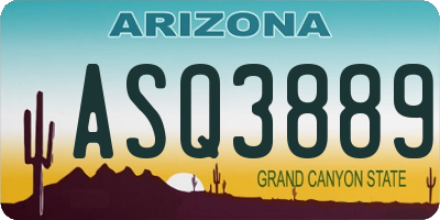 AZ license plate ASQ3889
