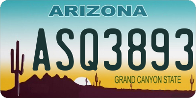 AZ license plate ASQ3893