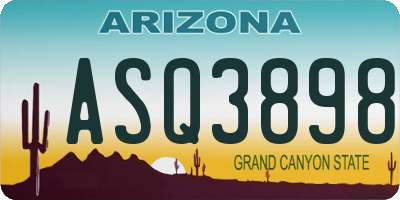 AZ license plate ASQ3898