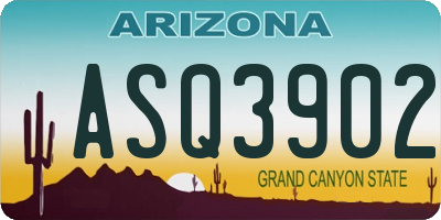 AZ license plate ASQ3902