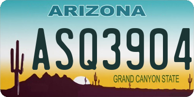 AZ license plate ASQ3904