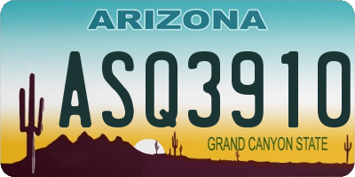 AZ license plate ASQ3910