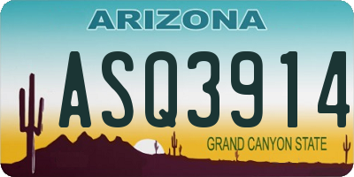 AZ license plate ASQ3914
